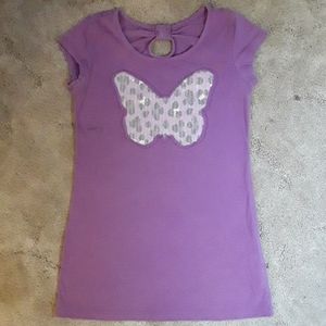 Basic Editions long purple butterfly t-shirt